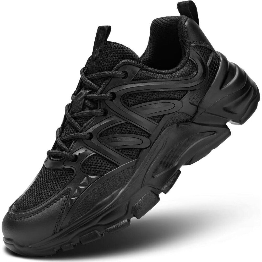 Women's Black Slip-On Running Shoes Lightweight Mesh Walking Sneakers for Gym